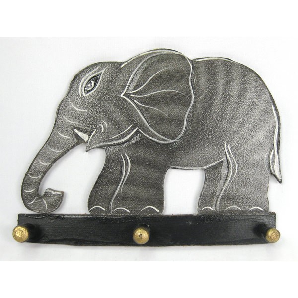 Wooden Painted Elephant Hanger